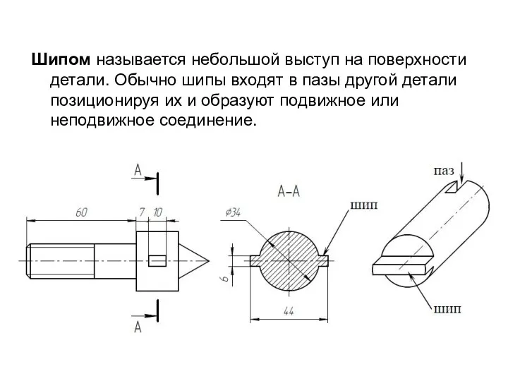 Шипом называется небольшой выступ на поверхности детали. Обычно шипы входят