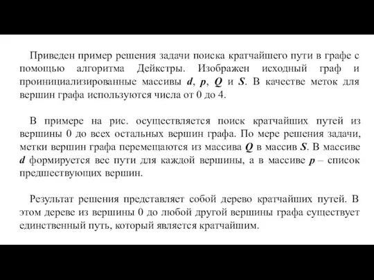 Приведен пример решения задачи поиска кратчайшего пути в графе с