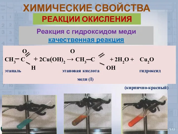 Реакция с гидроксидом меди качественная реакция О О СН3 С