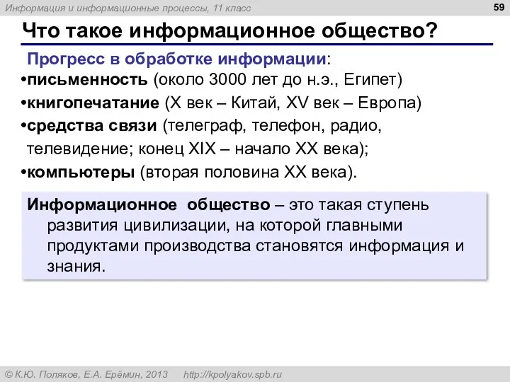 Что такое информационное общество? Прогресс в обработке информации: письменность (около 3000 лет до