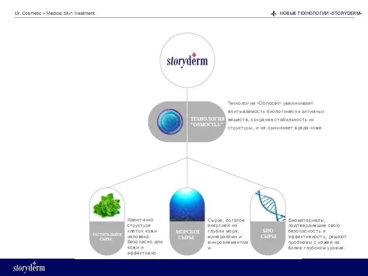 НОВЫЕ ТЕХНОЛОГИИ «STORYDERM» Технология «Osmocell» увеличивает впитываемость биологически активных веществ,