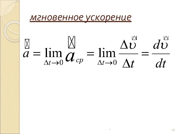 мгновенное ускорение *