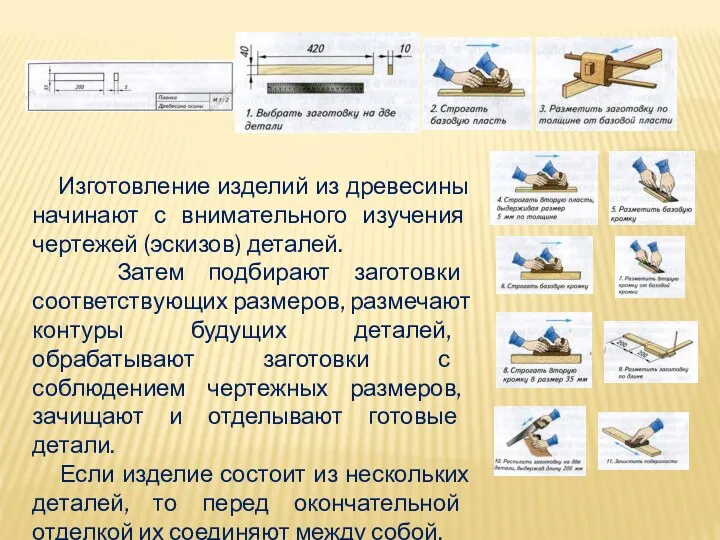 Изготовление изделий из древесины начинают с внимательного изучения чертежей (эскизов)