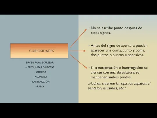 CURIOSIDADES No se escribe punto después de estos signos. Antes