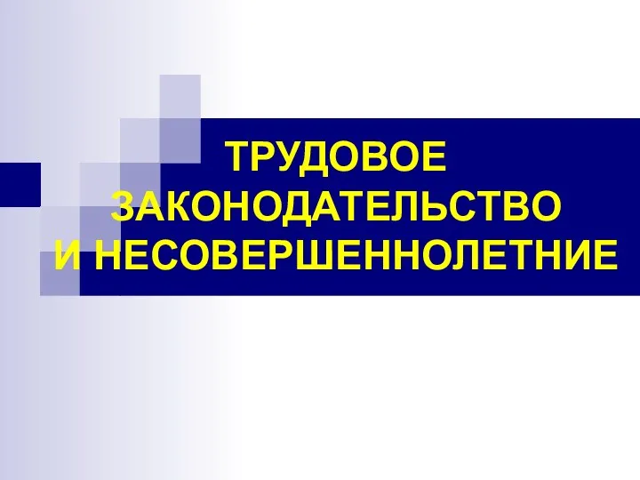 ТРУДОВОЕ ЗАКОНОДАТЕЛЬСТВО И НЕСОВЕРШЕННОЛЕТНИЕ