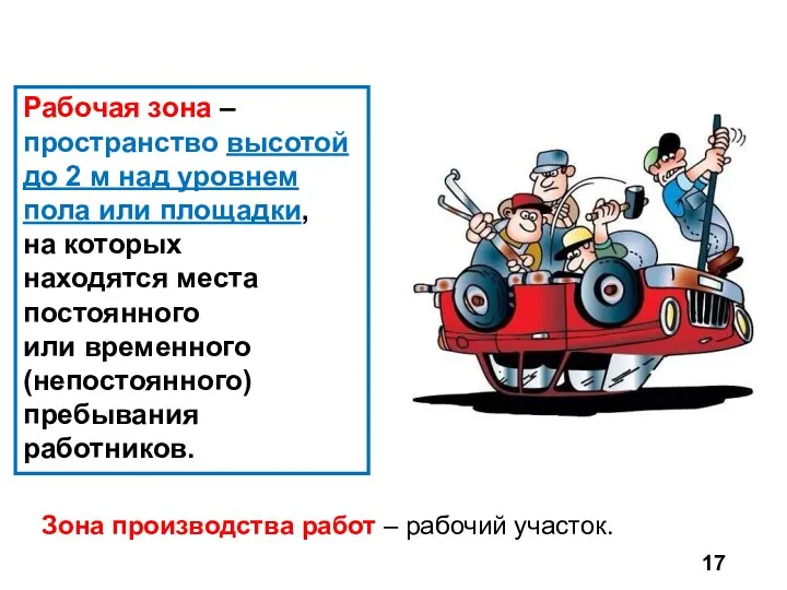 Рабочая зона – пространство высотой до 2 м над уровнем