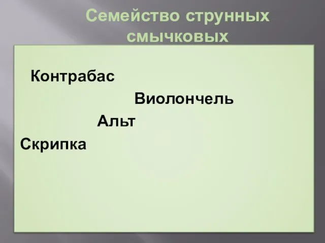 Семейство струнных смычковых Контрабас Виолончель Альт Скрипка