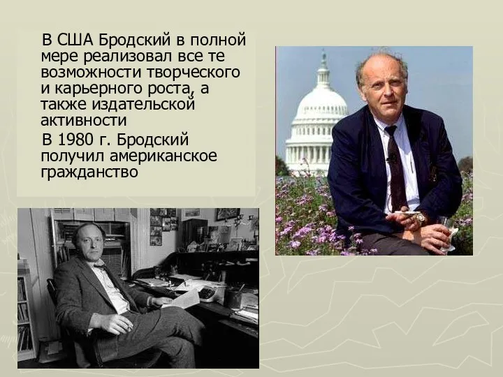 В США Бродский в полной мере реализовал все те возможности