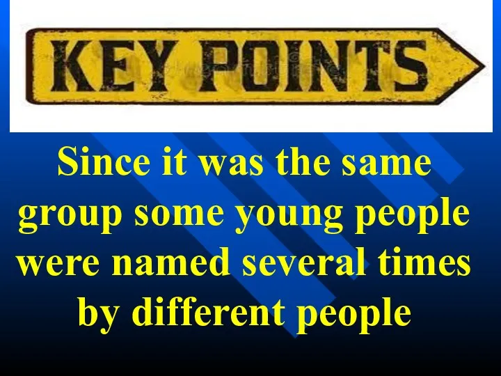 Since it was the same group some young people were named several times by different people