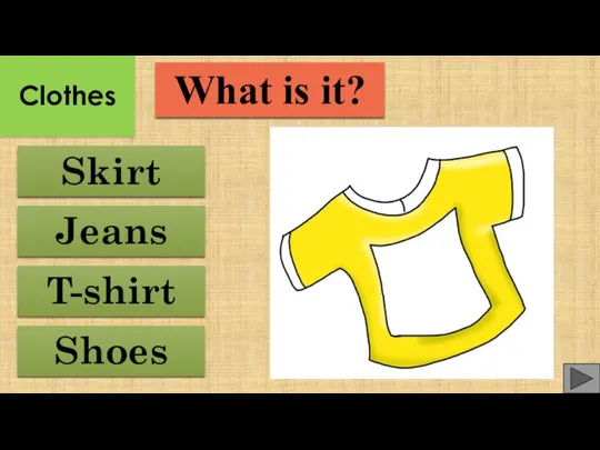 Shoes Jeans Skirt T-shirt What is it? Clothes