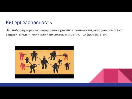 Кибербезопасность Это набор процессов, передовых практик и технологий, которые помогают