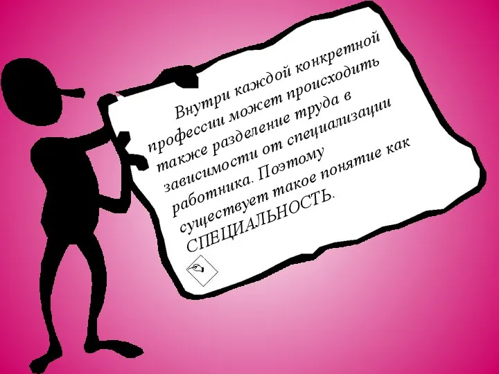 Внутри каждой конкретной профессии может происходить также разделение труда в