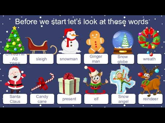 Before we start let’s look at these words CHRISTMAS TREE