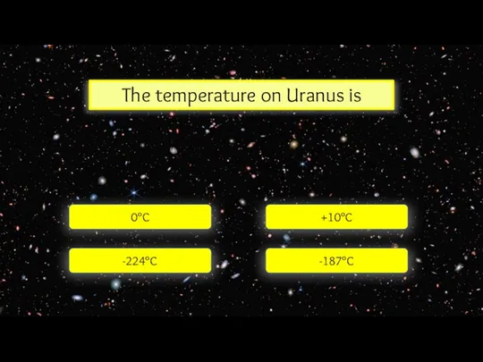 The temperature on Uranus is 0°C -224°C -187°C +10°C