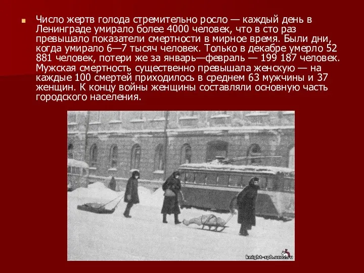 Число жертв голода стремительно росло — каждый день в Ленинграде