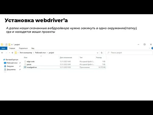 Установка webdriver’a А далее наши скаченные вебдрайвера нужно закинуть в