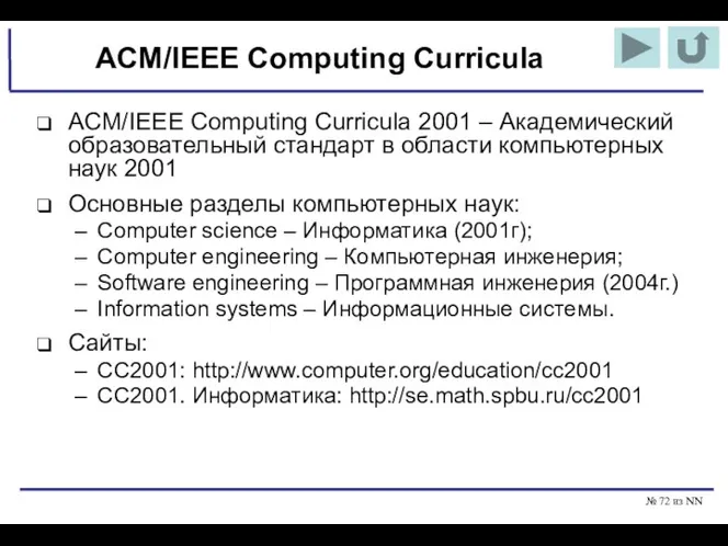 № из NN ACM/IEEE Computing Curricula ACM/IEEE Computing Curricula 2001