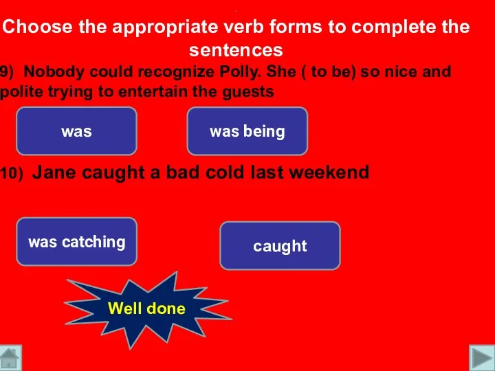 . Choose the appropriate verb forms to complete the sentences