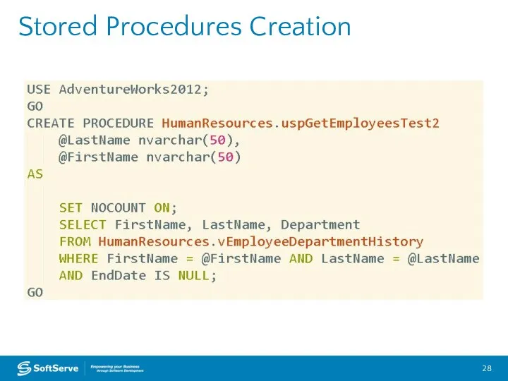 Stored Procedures Creation