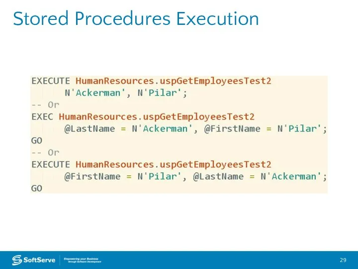 Stored Procedures Execution