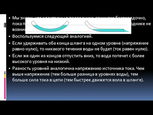 Мы знаем, что электроны в проводнике движутся беспорядочно, пока проводник