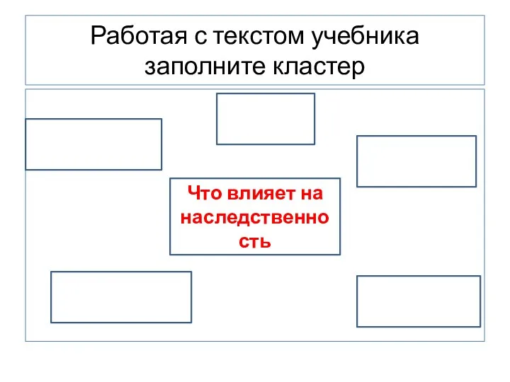 Работая с текстом учебника заполните кластер Что влияет на наследственность