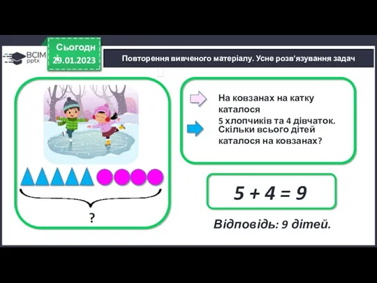 29.01.2023 Сьогодні На ковзанах на катку каталося 5 хлопчиків та