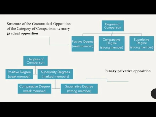 Structure of the Grammatical Opposition of the Category of Comparison: ternary gradual opposition binary privative opposition