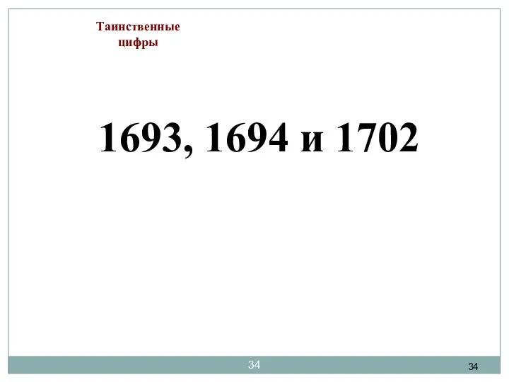 1693, 1694 и 1702 Таинственные цифры