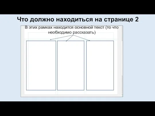 Что должно находиться на странице 2 В этих рамках находится основной текст (то что необходимо рассказать)