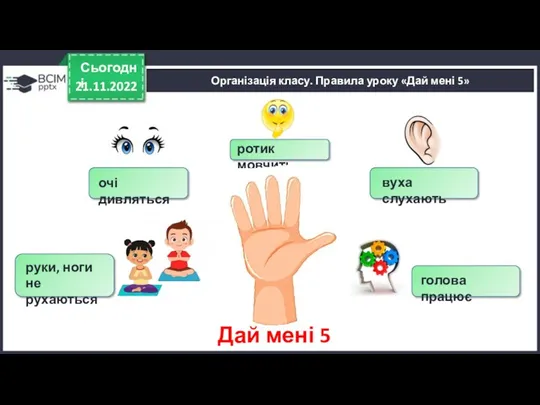 21.11.2022 Сьогодні руки, ноги не рухаються очі дивляться ротик мовчить