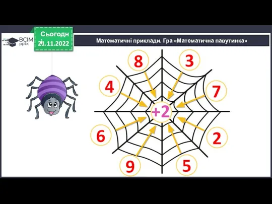 21.11.2022 Сьогодні Математичні приклади. Гра «Математична павутинка» 6 1 5