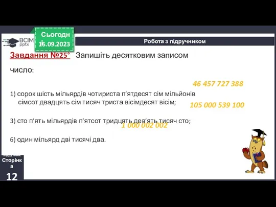 16.09.2023 Сьогодні Робота з підручником 46 457 727 388 105