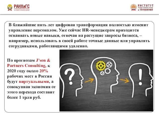 В ближайшие пять лет цифровая трансформация полностью изменит управление персоналом.