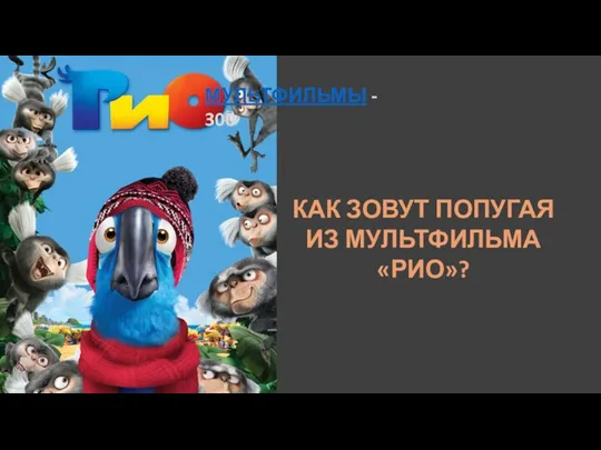 МУЛЬТФИЛЬМЫ - 300 КАК ЗОВУТ ПОПУГАЯ ИЗ МУЛЬТФИЛЬМА «РИО»?