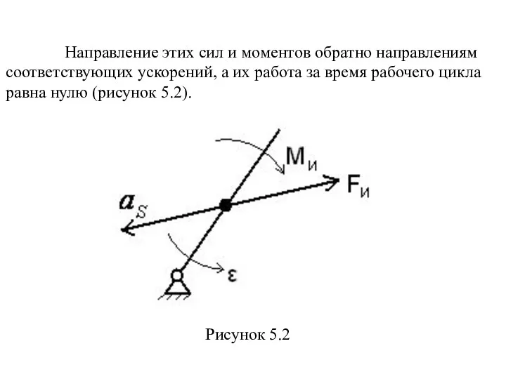 Направление этих сил и моментов обратно направлениям соответствующих ускорений, а их работа за