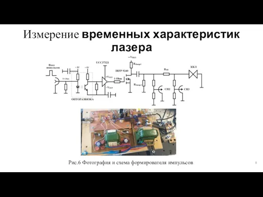 Измерение временных характеристик лазера Рис.6 Фотография и схема формирователя импульсов