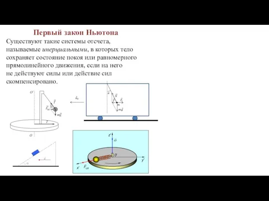 Первый закон Ньютона Существуют такие системы отсчета, называемые инерциальными, в