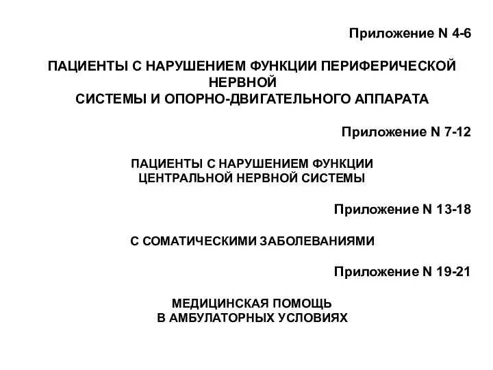 Приложение N 4-6 ПАЦИЕНТЫ С НАРУШЕНИЕМ ФУНКЦИИ ПЕРИФЕРИЧЕСКОЙ НЕРВНОЙ СИСТЕМЫ