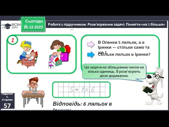 13.12.2022 Сьогодні Підручник. Сторінка 57 Робота з підручником. Розв'язування задачі.