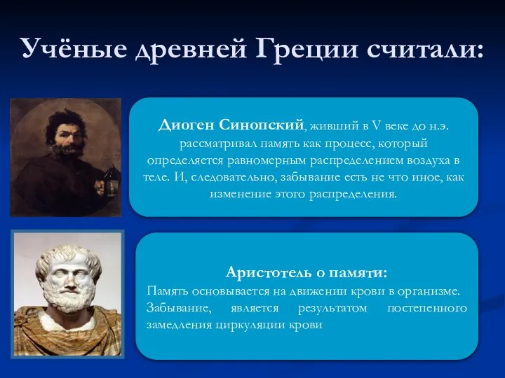 Учёные древней Греции считали: Аристотель о памяти: Память основывается на