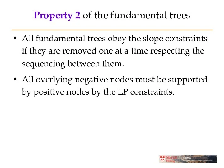 Property 2 of the fundamental trees All fundamental trees obey the slope constraints