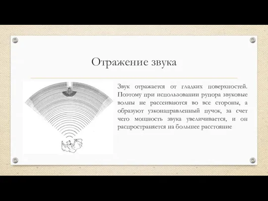 Отражение звука Звук отражается от гладких поверхностей. Поэтому при использовании