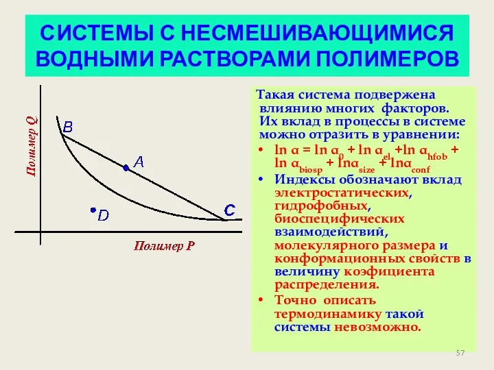 СИСТЕМЫ С НЕСМЕШИВАЮЩИМИСЯ ВОДНЫМИ РАСТВОРАМИ ПОЛИМЕРОВ Такая система подвержена влиянию