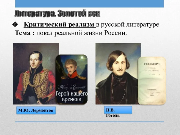 Литература. Золотой век Критический реализм в русской литературе – Тема