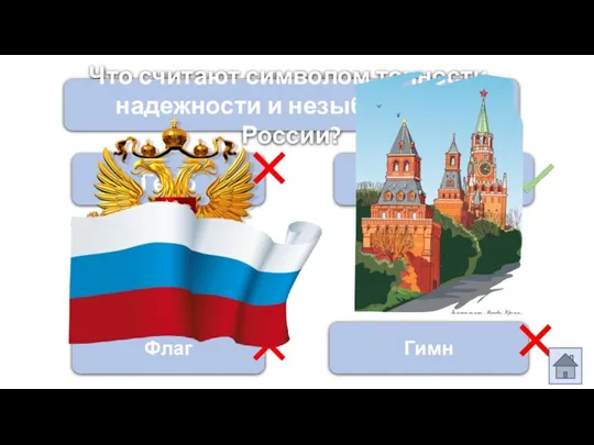 Что считают символом точности, надежности и незыблемости России? Флаг Гимн Герб Кремлевские куранты