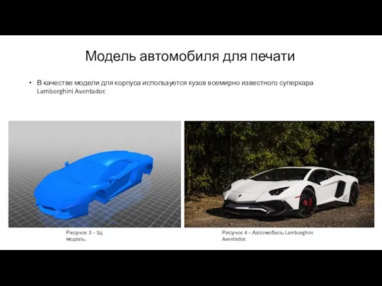 Модель автомобиля для печати В качестве модели для корпуса используется