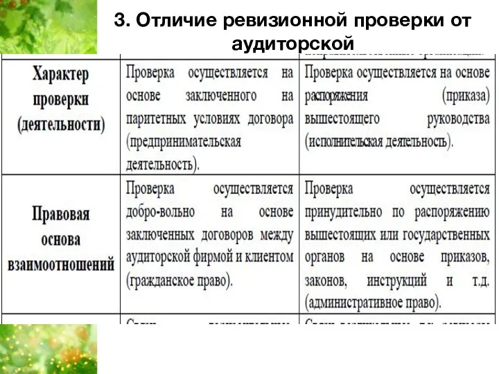 3. Отличие ревизионной проверки от аудиторской