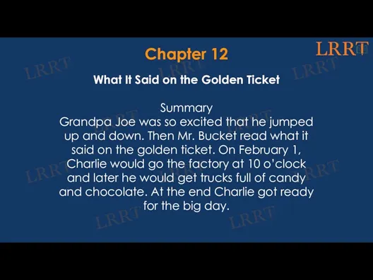 Chapter 12 What It Said on the Golden Ticket Summary