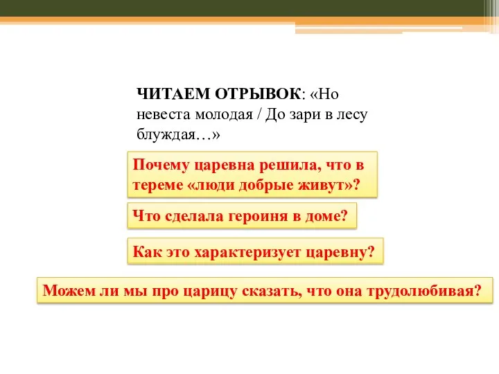 ЧИТАЕМ ОТРЫВОК: «Но невеста молодая / До зари в лесу